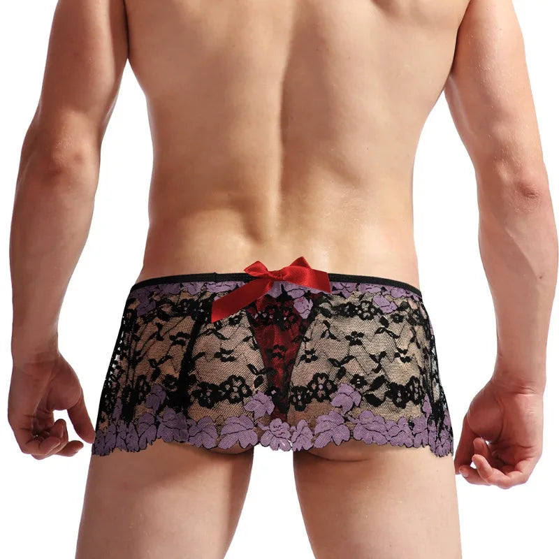 Sissy Floral Lace Skirted Thong | Men's Crossdressing Ruffle G-String Underwear – Feminize Me