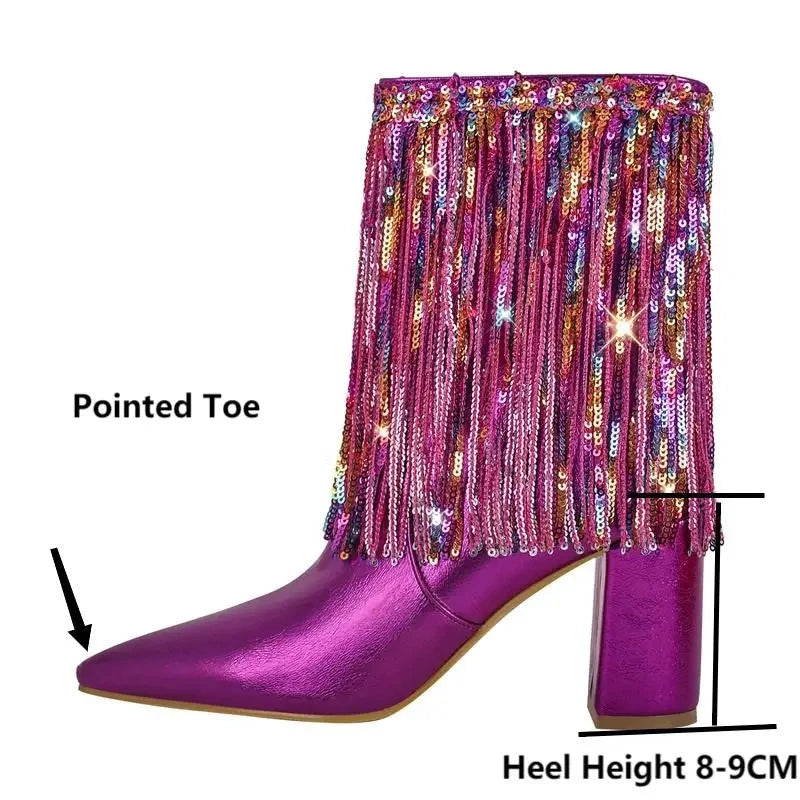 "Sissy Hailey" Sequins Ankle Boots