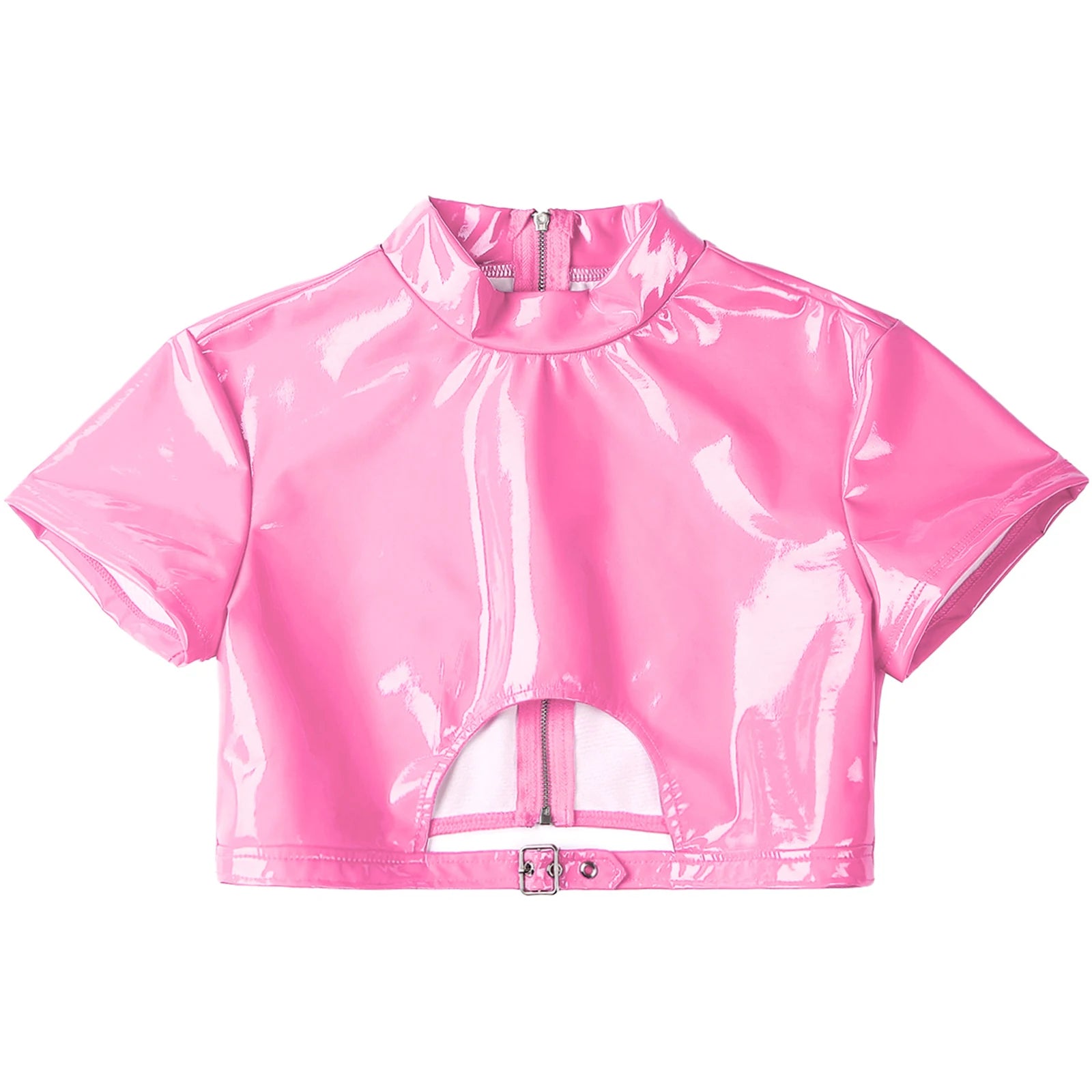 Patent Leather Cut Out Crop Top