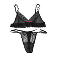 Sheer Lace Bralette & Thong Set — Mesh Lingerie for Crossdressers, Femboys & Drag