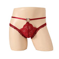 Lace Pouch Panties for Men — Floral See-Through Bikini Briefs