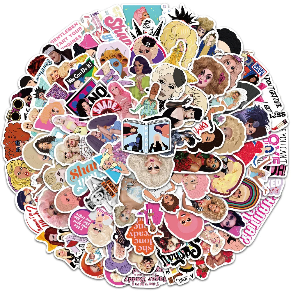 50 / 100 pcs Colorful  Drag Queen Stickers