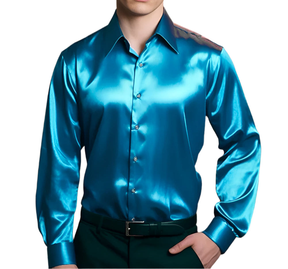 Satin Silk Dress Long Sleeve Shirt