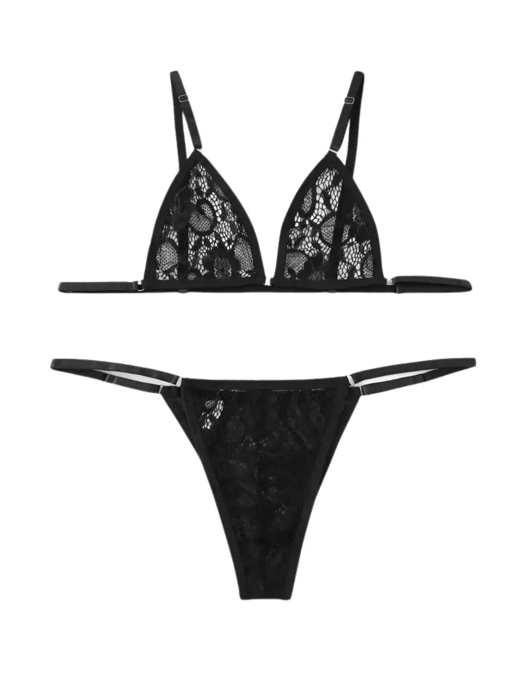Sissy Adrianna Lace Bra & Thong Set — Sheer Floral 2-Piece Lingerie