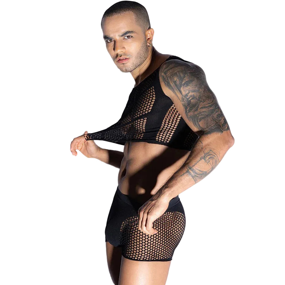 Fishnet Bodysuit & Pants Set – 2-Piece Sexy Lingerie Costume