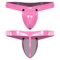 Glossy PU Leather O-Ring Thong with Detachable Pouch