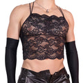 Floral Lace Crop Vest with Cross-Back Straps