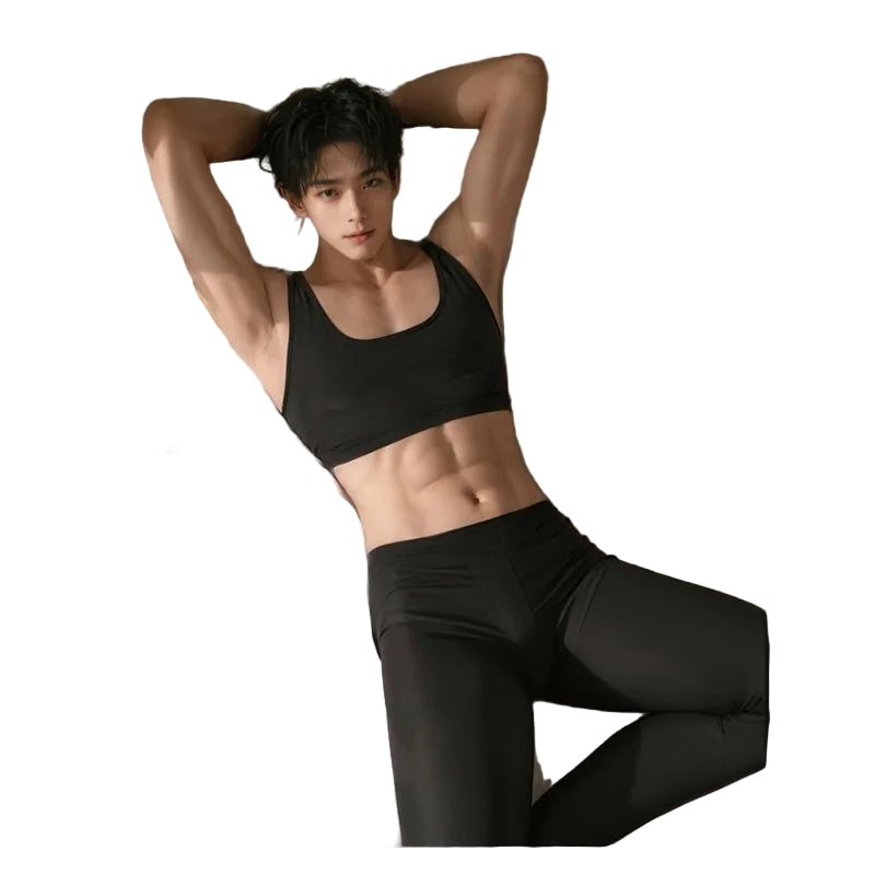 Shiny Pants Crop Tops Set