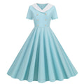 Vintage 50s A-Line Midi Dress — Peter Pan Collar, Fit & Flare Sundress