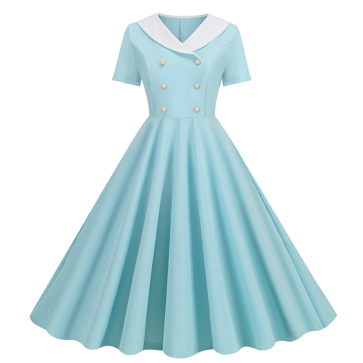 Vintage 50s A-Line Midi Dress — Peter Pan Collar, Fit & Flare Sundress