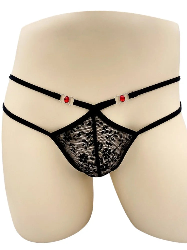 Sheer Lace Sissy Pouch Thong — Femboy & Crossdresser G-String Lingerie