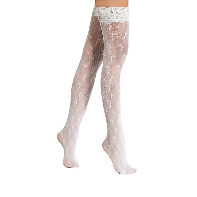 Sheer Thigh-High Stockings | Lace Top Suspender Tights | Fishnet & Jacquard Styles