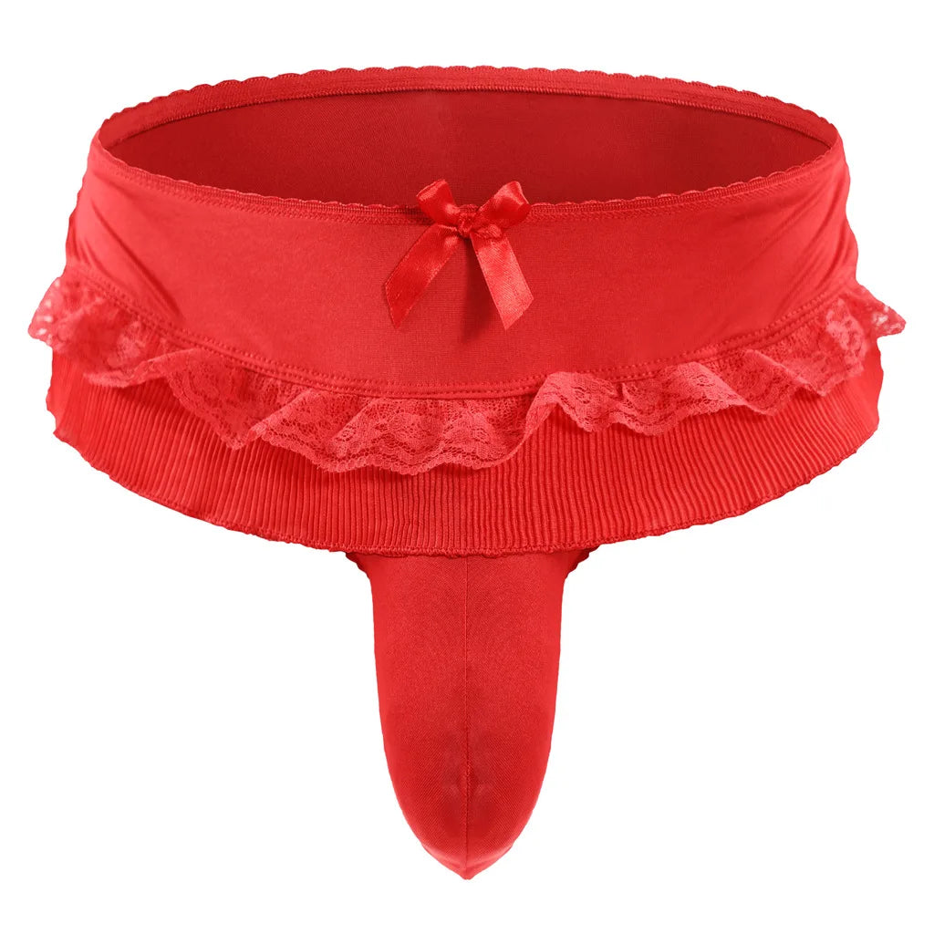 "Sissy Alara" Ruffle Skirted Thong Panties | Sissy Bowknot G-String Underwear