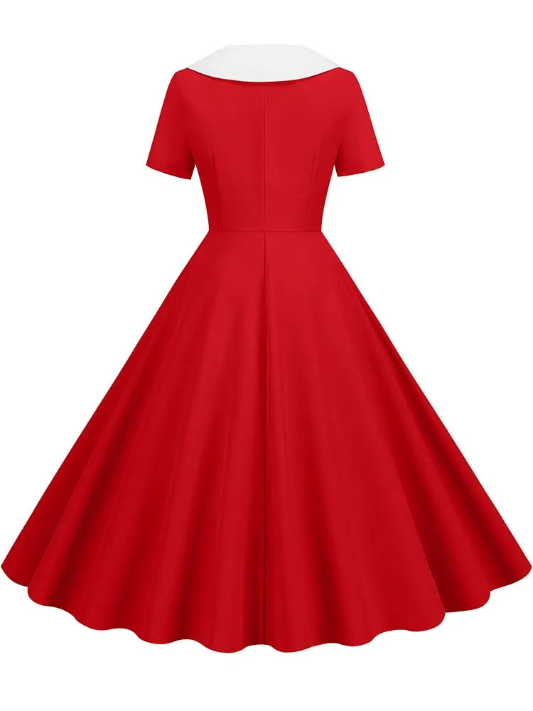 Vintage 50s A-Line Midi Dress — Peter Pan Collar, Fit & Flare Sundress