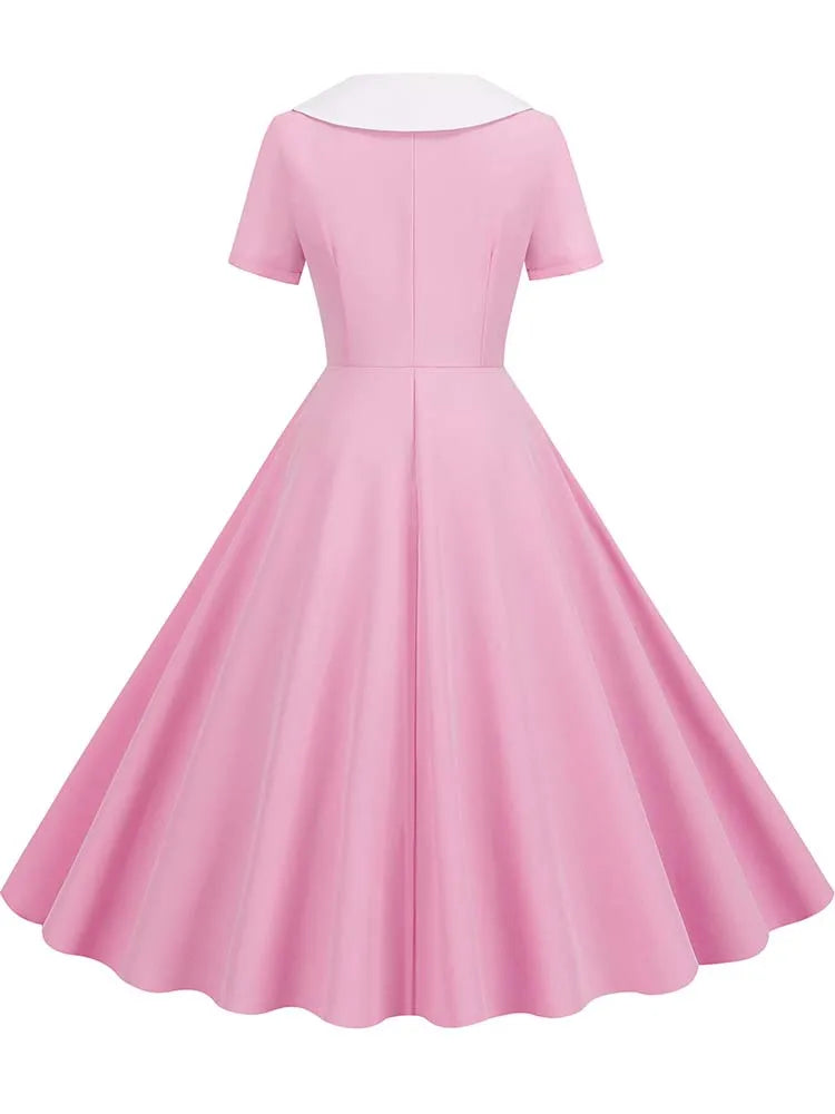 Vintage 50s A-Line Midi Dress — Peter Pan Collar, Fit & Flare Sundress