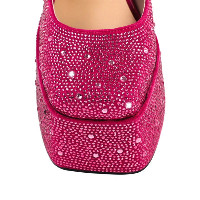 "Sissy Emery"  Rhinestone Chunky High Heels