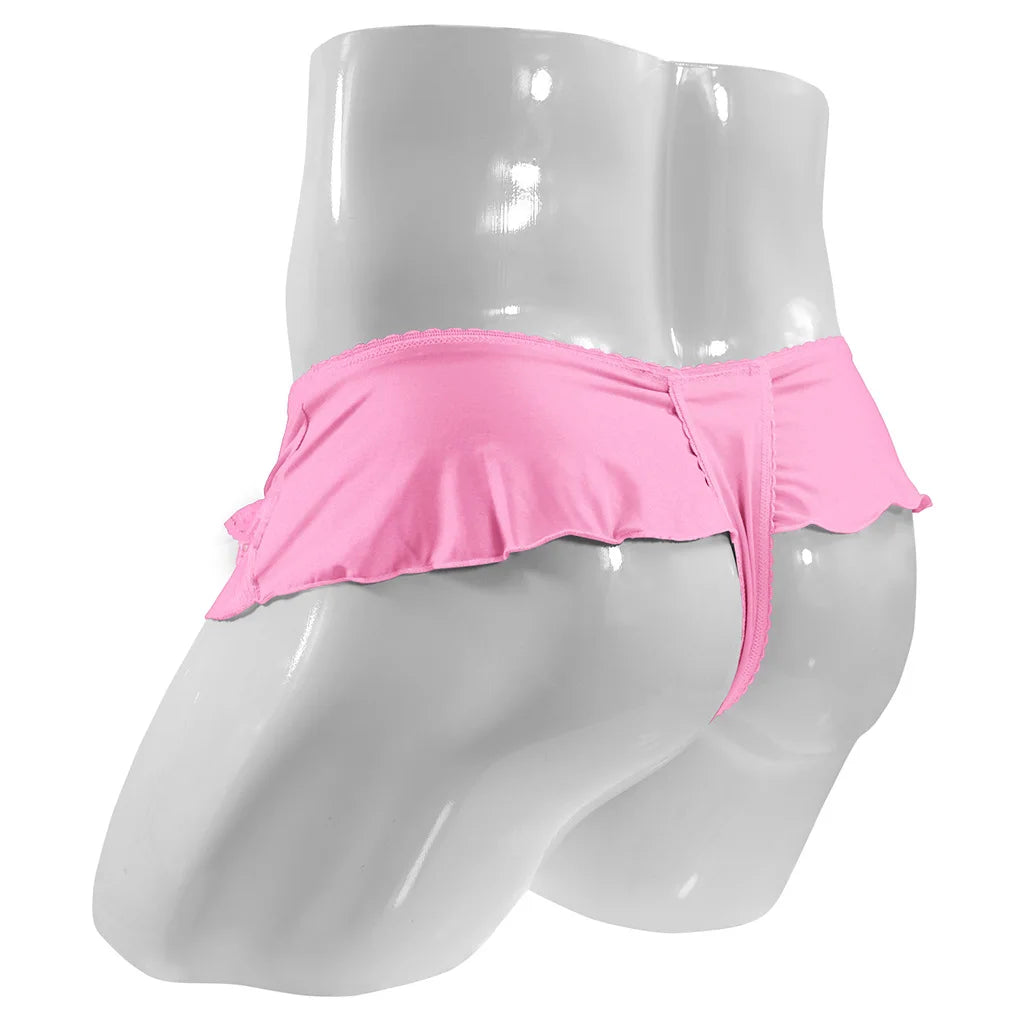 "Sissy Alara" Ruffle Skirted Thong Panties | Sissy Bowknot G-String Underwear