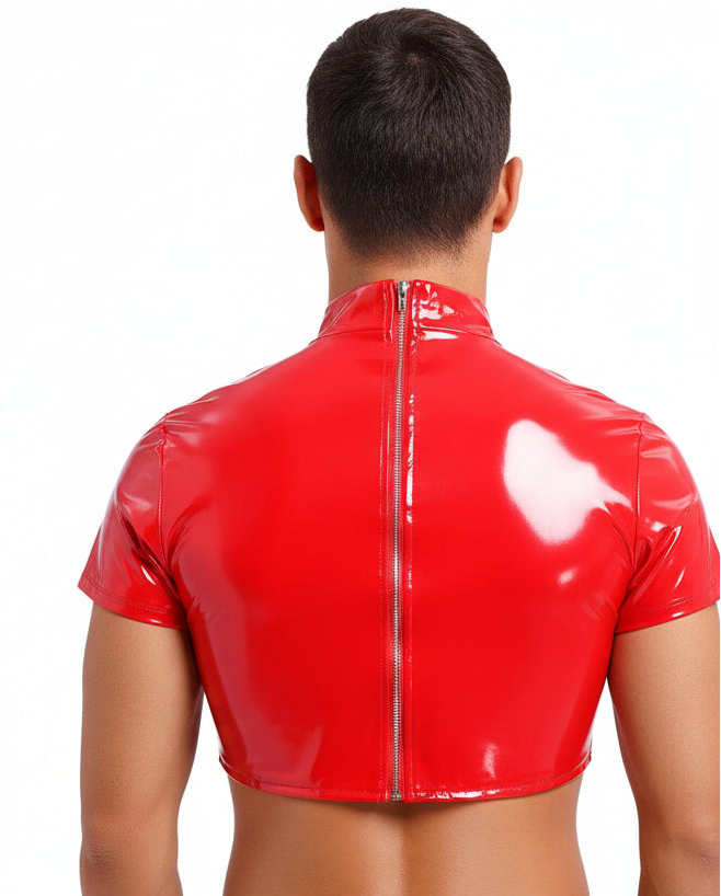 Patent Leather Cut Out Crop Top