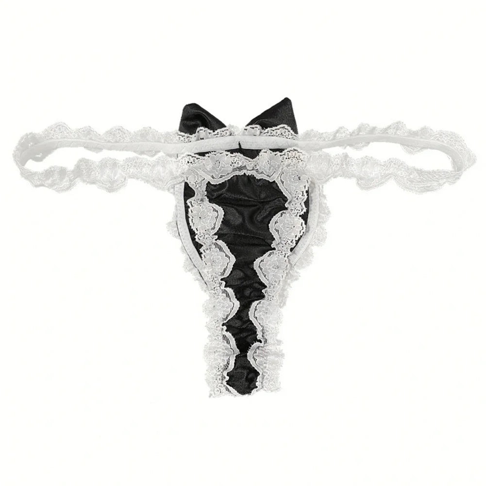 "Sissy Aria" Satin Silky Lace Bow Briefs