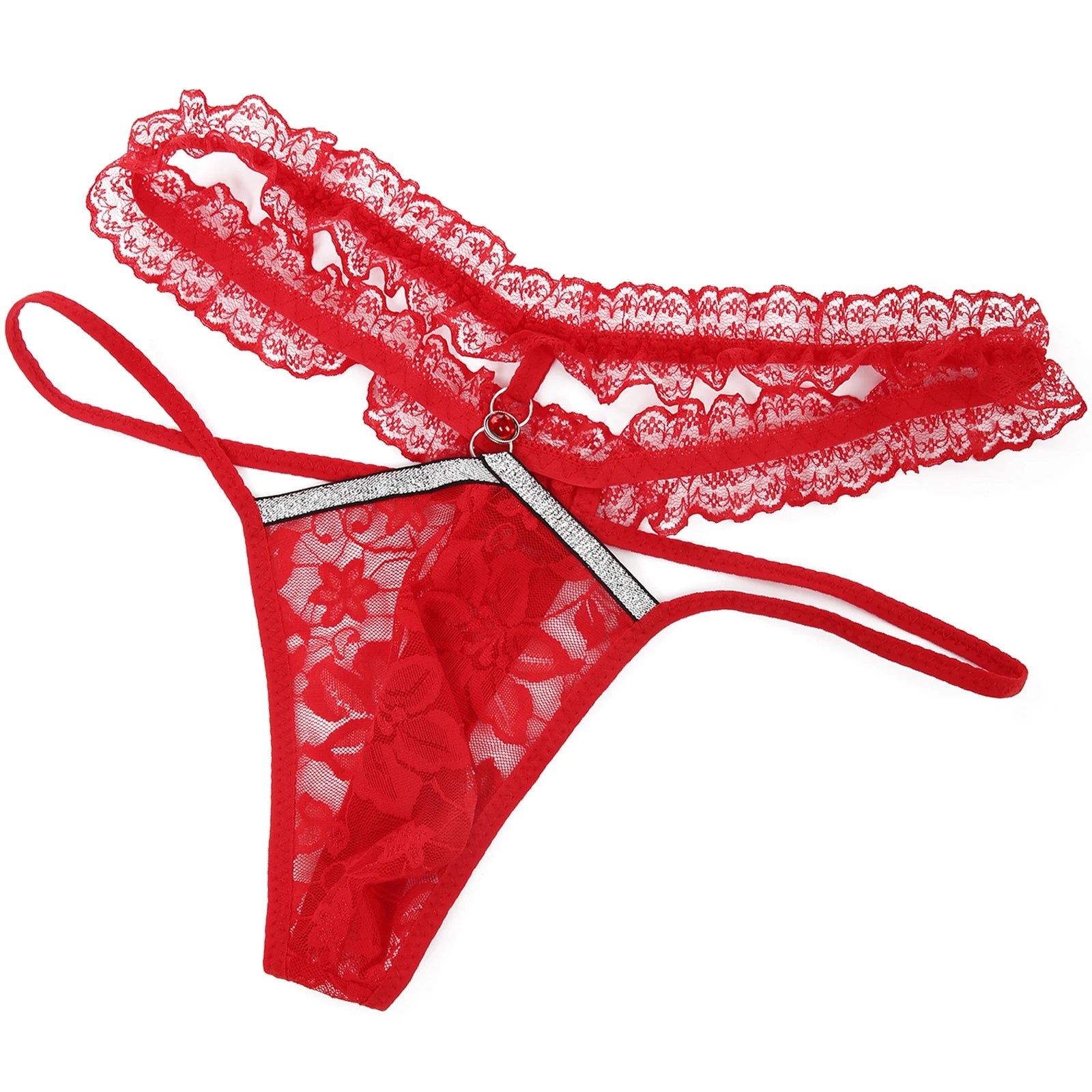 Men's Lace G-String Panties | Open-Crotch Thong for Sissy & Crossdressers