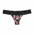 "Sissy Kailany" Lace Trim Crotchless Sissy Thong — Floral Crossdress Lingerie Panties