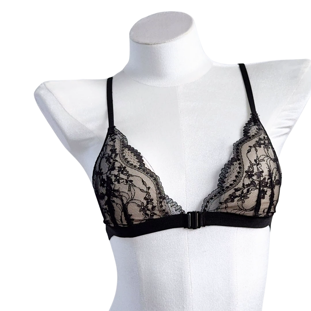 Sissy Karen Black Floral Lace Bralette | Wire-Free Lingerie