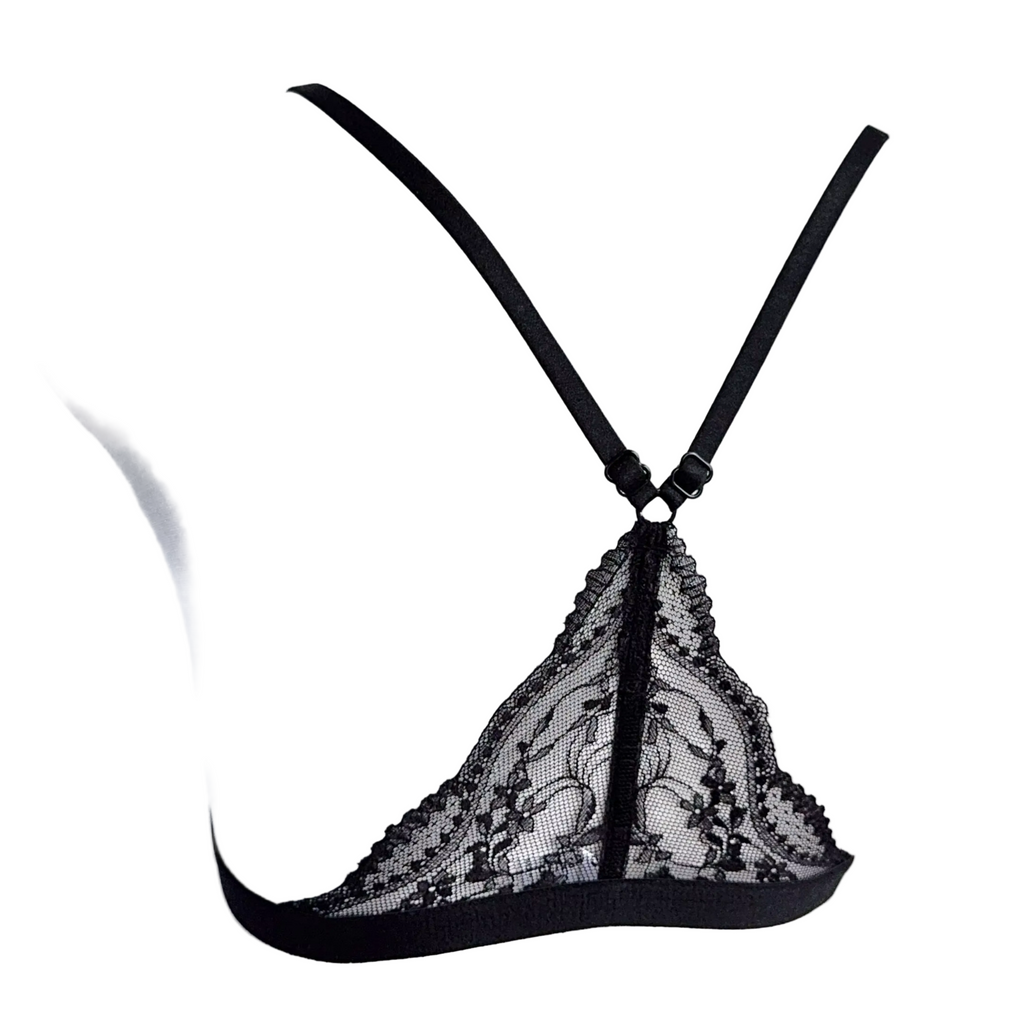 Sissy Karen Black Floral Lace Bralette | Wire-Free Lingerie