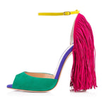 Load image into Gallery viewer, Fringe Decoration Peep Toe High Heel Sandals
