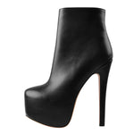 Load image into Gallery viewer, Rounded Toe Platform Stiletto High Heel Ankle Boots
