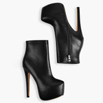 Load image into Gallery viewer, Rounded Toe Platform Stiletto High Heel Ankle Boots
