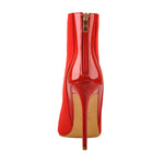 Load image into Gallery viewer, Red Suede Patent Leather Stitching Pointed Toe Ankle boots
