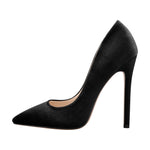 Load image into Gallery viewer, Pointed Toe Stiletto Slip-On Black Velvet Pumps
