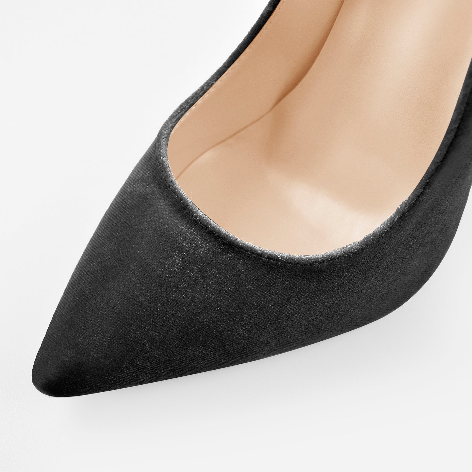 Pointed Toe Stiletto Slip-On Black Velvet Pumps