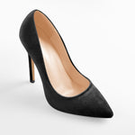 Load image into Gallery viewer, Pointed Toe Stiletto Slip-On Black Velvet Pumps
