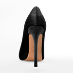 Load image into Gallery viewer, Pointed Toe Stiletto Slip-On Black Velvet Pumps
