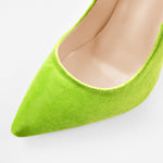 Load image into Gallery viewer, Pointed Toe Stiletto Slip-On Green Velvet Pumps
