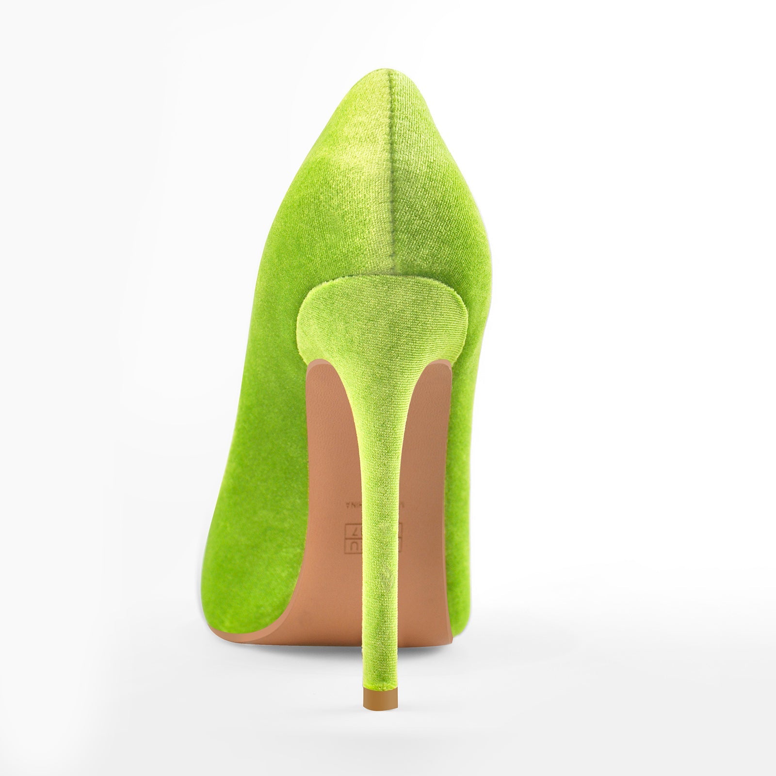 Pointed Toe Stiletto Slip-On Green Velvet Pumps