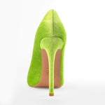 Load image into Gallery viewer, Pointed Toe Stiletto Slip-On Green Velvet Pumps
