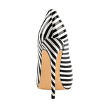 Load image into Gallery viewer, Black White Stripes Pointed Toe High Heel Pumps
