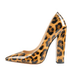 Load image into Gallery viewer, Leopard Pointed toe Pumps Chunky Heels Basic Women High Heels
