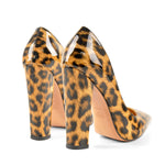 Load image into Gallery viewer, Leopard Pointed toe Pumps Chunky Heels Basic Women High Heels
