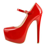 Load image into Gallery viewer, Mary Jane Platform Red Pointed Toe Stiletto High Heels Pumps
