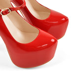 Load image into Gallery viewer, Mary Jane Platform Red Pointed Toe Stiletto High Heels Pumps
