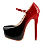 Load image into Gallery viewer, Mary Jane Platform Red Pointed Toe Stiletto High Heels Pumps
