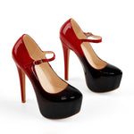 Load image into Gallery viewer, Mary Jane Platform Red Pointed Toe Stiletto High Heels Pumps
