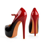 Load image into Gallery viewer, Mary Jane Platform Red Pointed Toe Stiletto High Heels Pumps
