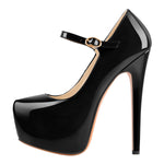 Load image into Gallery viewer, Mary Jane Platform Black Pointed Toe Stiletto High Heels Pumps
