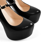 Load image into Gallery viewer, Mary Jane Platform Black Pointed Toe Stiletto High Heels Pumps
