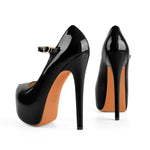 Load image into Gallery viewer, Mary Jane Platform Black Pointed Toe Stiletto High Heels Pumps
