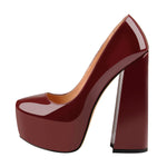 Load image into Gallery viewer, Platform Pointed Toe Chunky Square High Heels Pumps
